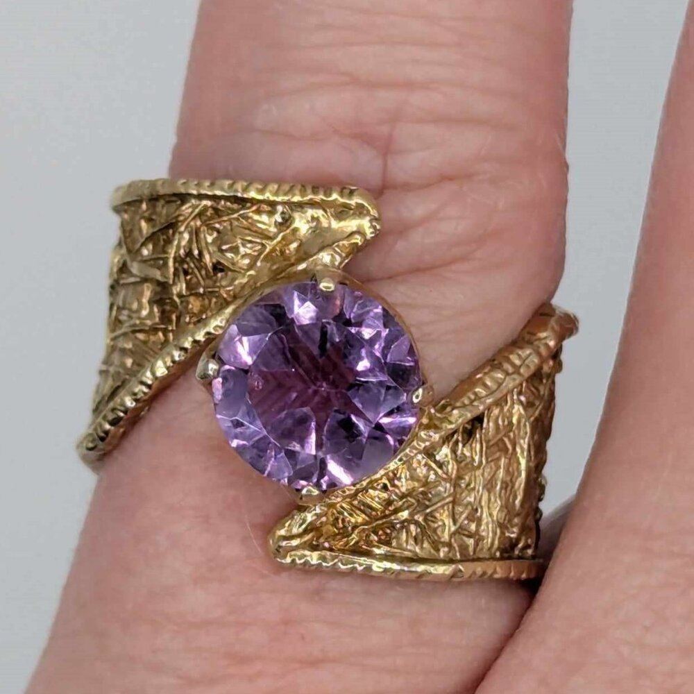 Ross-Simons 1.50 Carat Amethyst Bypass Ring in 18kt Gold Over Sterling - Size 6
